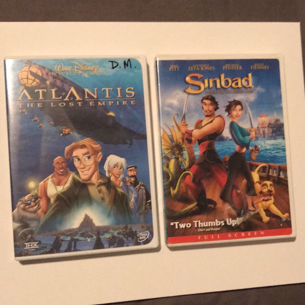 2 DVDS: Atlantis: The Lost Empire  and Sinbad: Legend of the Seven Seas